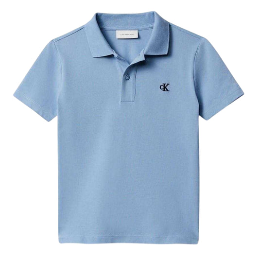 Faded Denim - Front - Calvin Klein Childrens-Kids Essential Polo Shirt