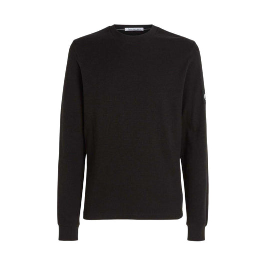 Black - Front - Calvin Klein Mens Waffle Long-Sleeved Top