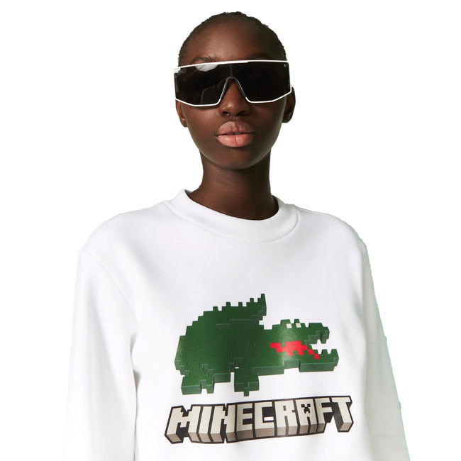 White - Side - Lacoste Unisex Adult Minecraft Long-Sleeved Sweatshirt