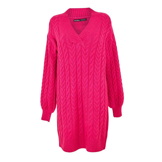 Pink - Front - Threadbare Womens-Ladies Chalk Cable Knit Jumper Dress