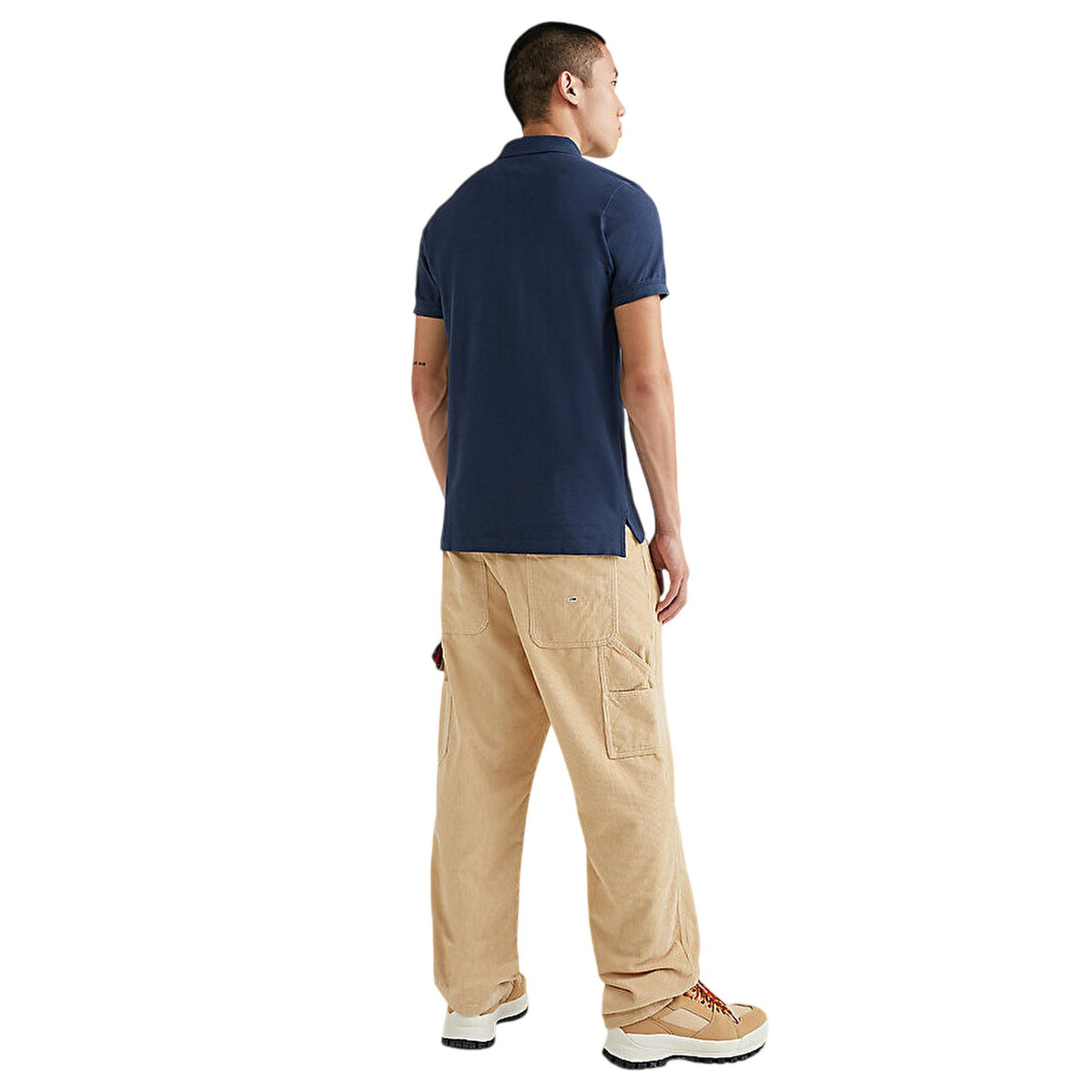Navy - Close up - Tommy Jeans Mens Collared Slim Polo Shirt