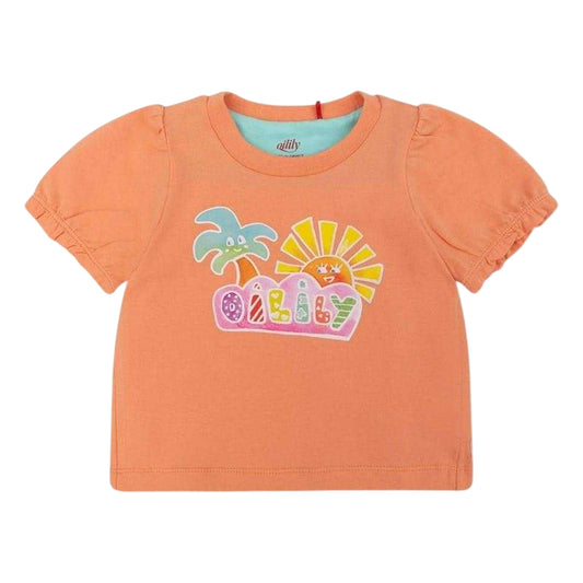 Orange - Front - Oilily Girls Gingham T-Shirt