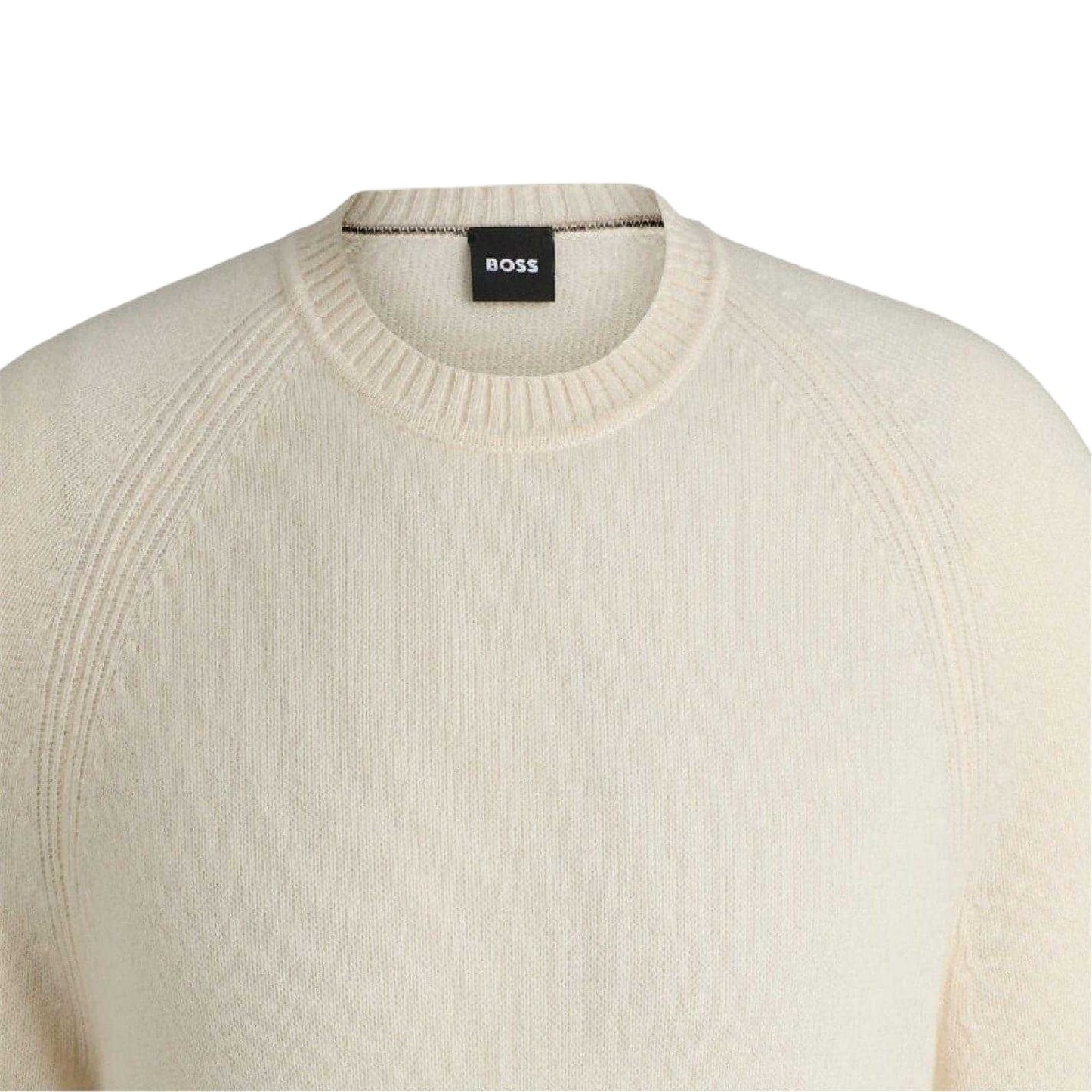 White - Side - Boss Mens Emalvo Knitted Raglan Jumper