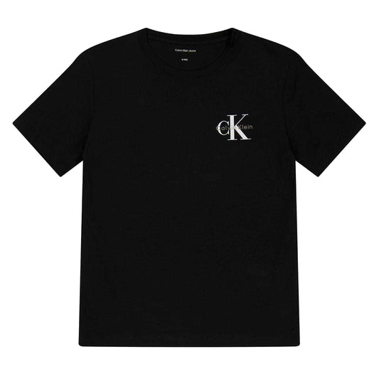 Black - Front - Calvin Klein Childrens-Kids Mono Logo Jersey Crew Neck T-Shirt