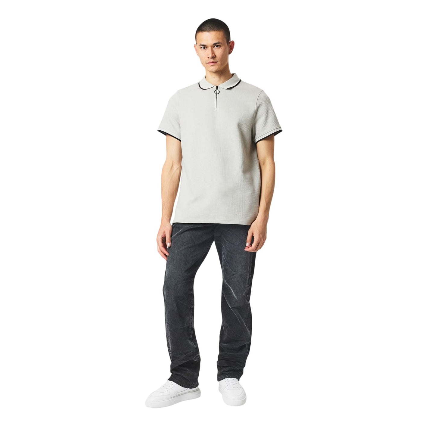 Clay - Pack Shot - Firetrap Mens Waffle Regular Short-Sleeved Polo Shirt
