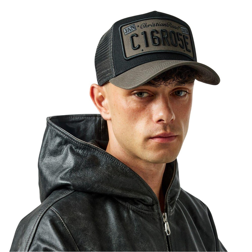 Black-Grey - Lifestyle - Christian Rose Private Plate Logo Trucker Cap
