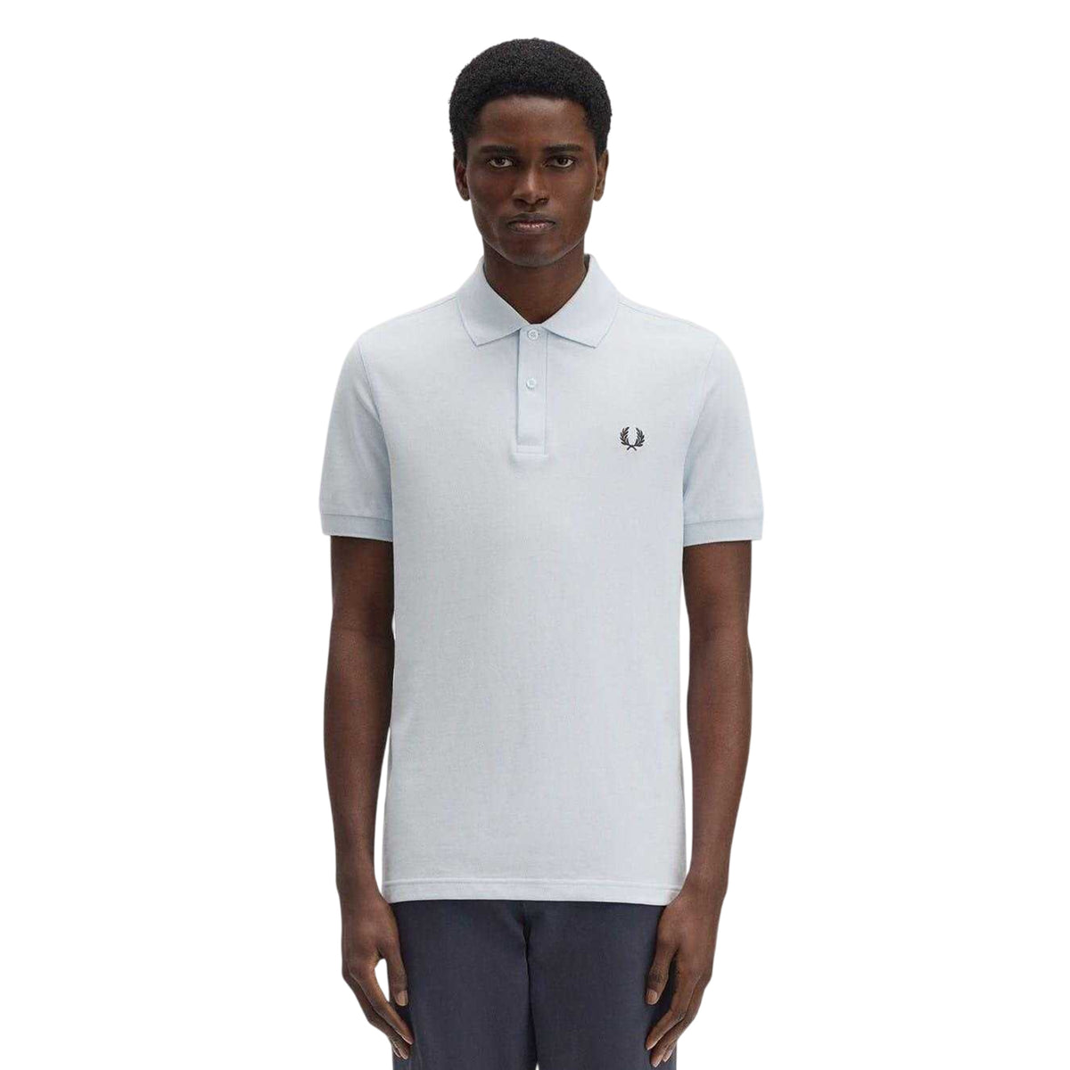Ice Blue - Side - Fred Perry Mens Logo Cotton Polo Shirt
