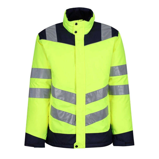 Yellow-Navy - Front - Regatta Mens Hi-Vis Safety Jacket