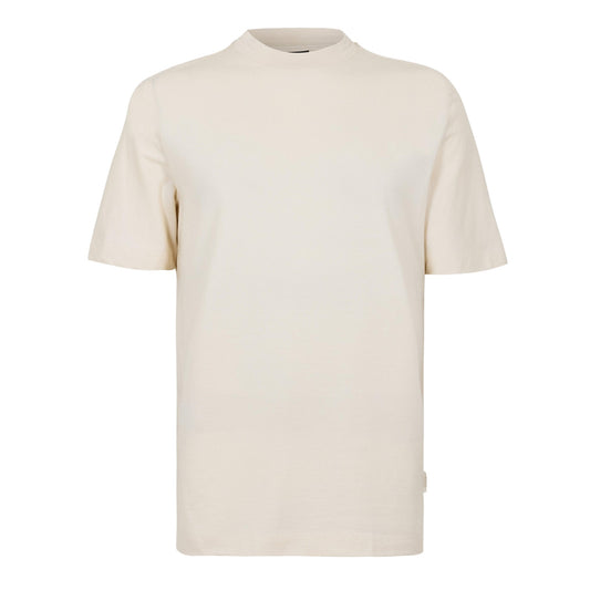 White - Front - Boss Mens Plain Mock Neck T-Shirt