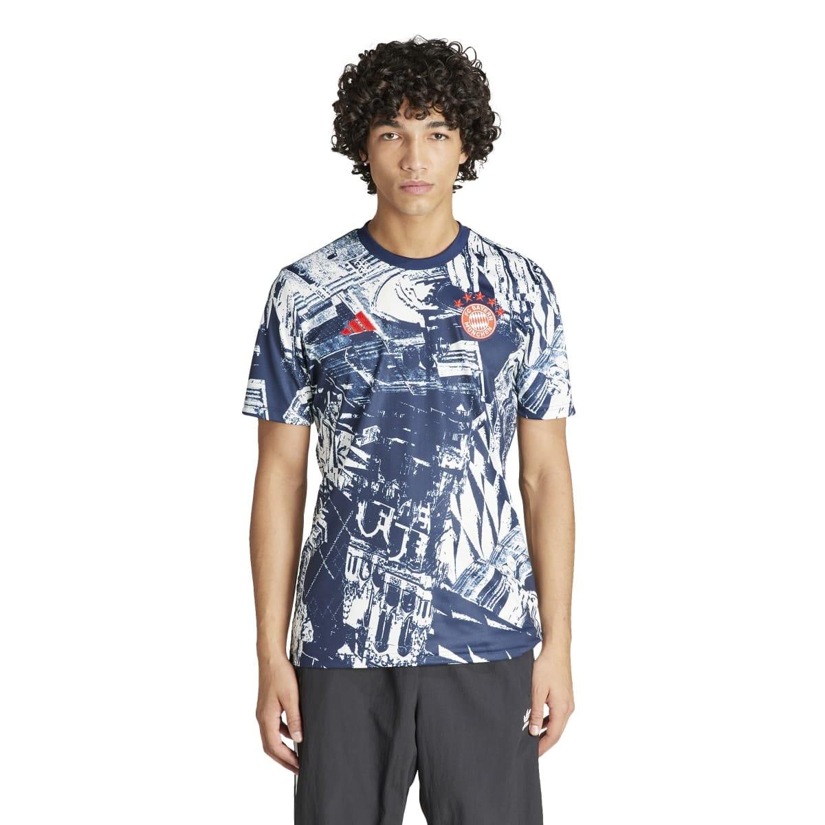 Off White - Side - Adidas Mens Pre-Match FC Bayern Munich Jersey
