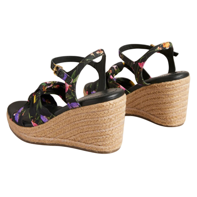 Black - Back - Ted Baker Womens-Ladies Cardone Floral Platform Espadrilles