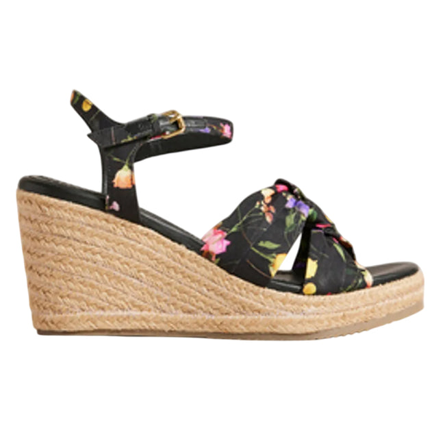 Black - Side - Ted Baker Womens-Ladies Cardone Floral Platform Espadrilles