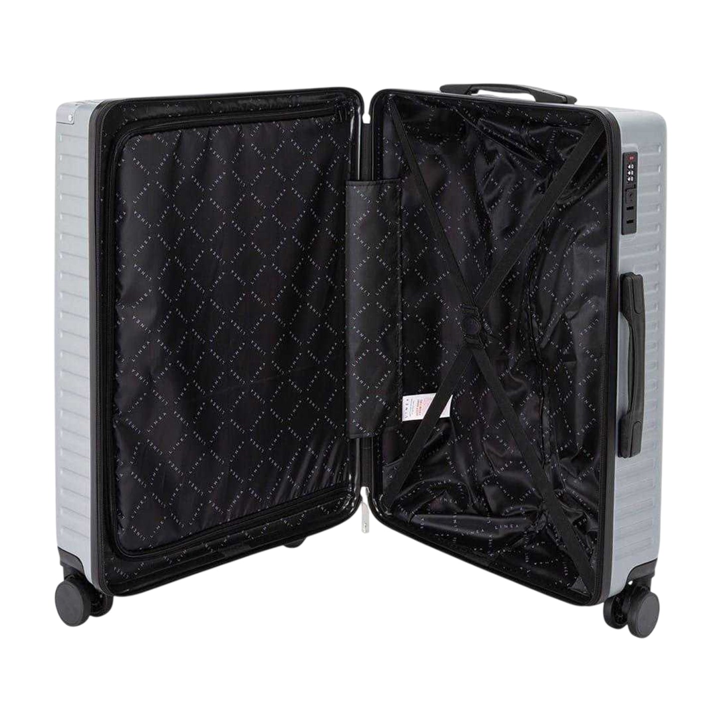 Silver - Lifestyle - Linea Ribbed Metal Travel Suitcase