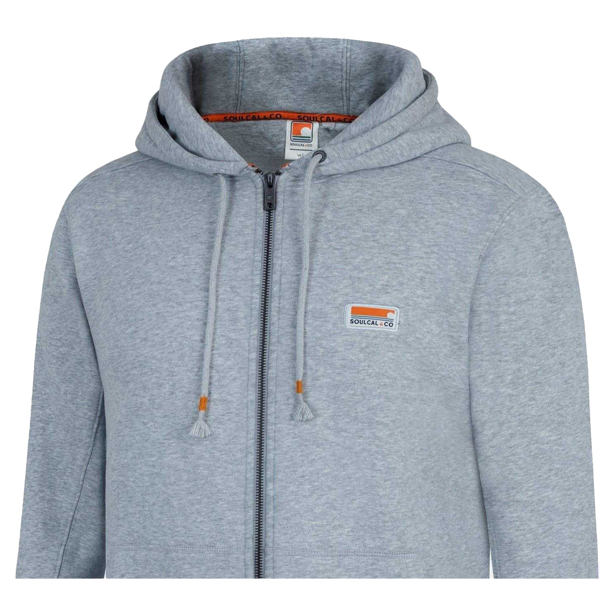 Grey Marl - Pack Shot - SoulCal Mens Signature Cotton Full Zip Hoodie
