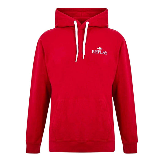 Red - Front - Replay Mens Logo Cotton Hoodie