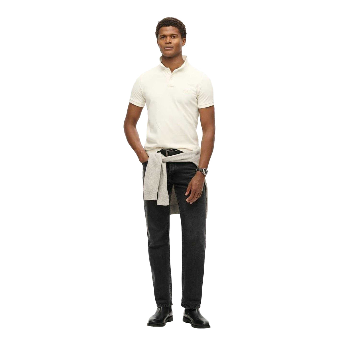 White - Pack Shot - Superdry Mens Short-Sleeved Polo Shirt