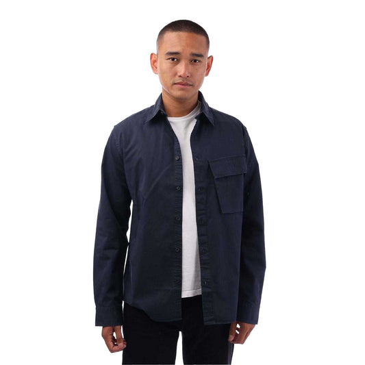 Navy - Front - Belstaff Mens Cotton Point Collar Shirt