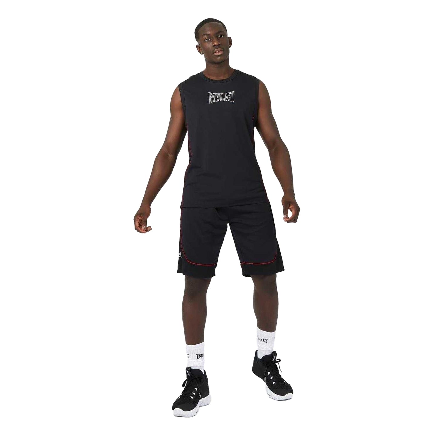Black-Red - Lifestyle - Everlast Mens Sleeveless Basketball Jersey
