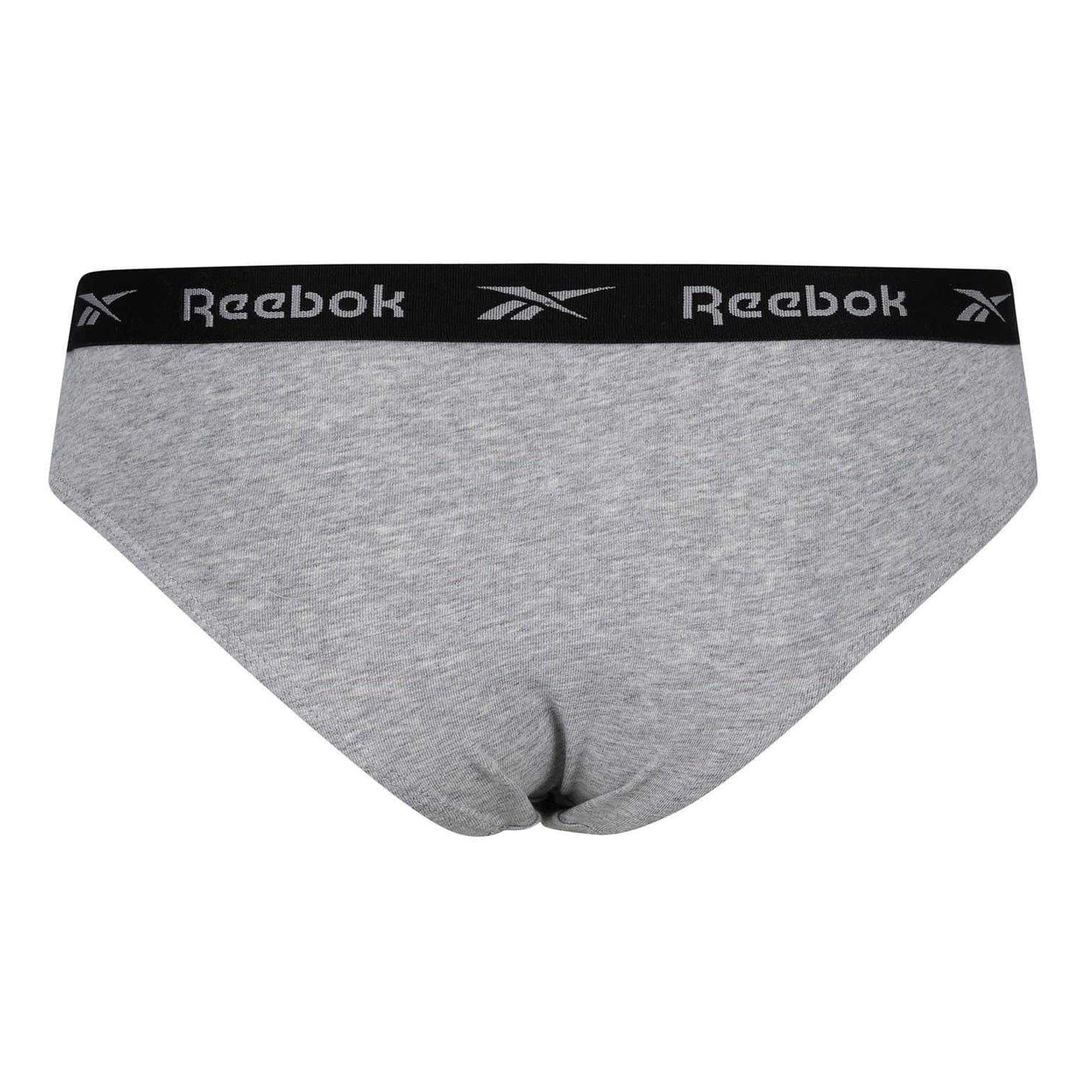 Black-White-Grey - Pack Shot - Reebok Womens-Ladies Carina Logo Briefs (Pack of 3)