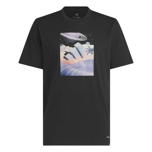 Black - Front - Adidas Mens Galaxy Logo T-Shirt