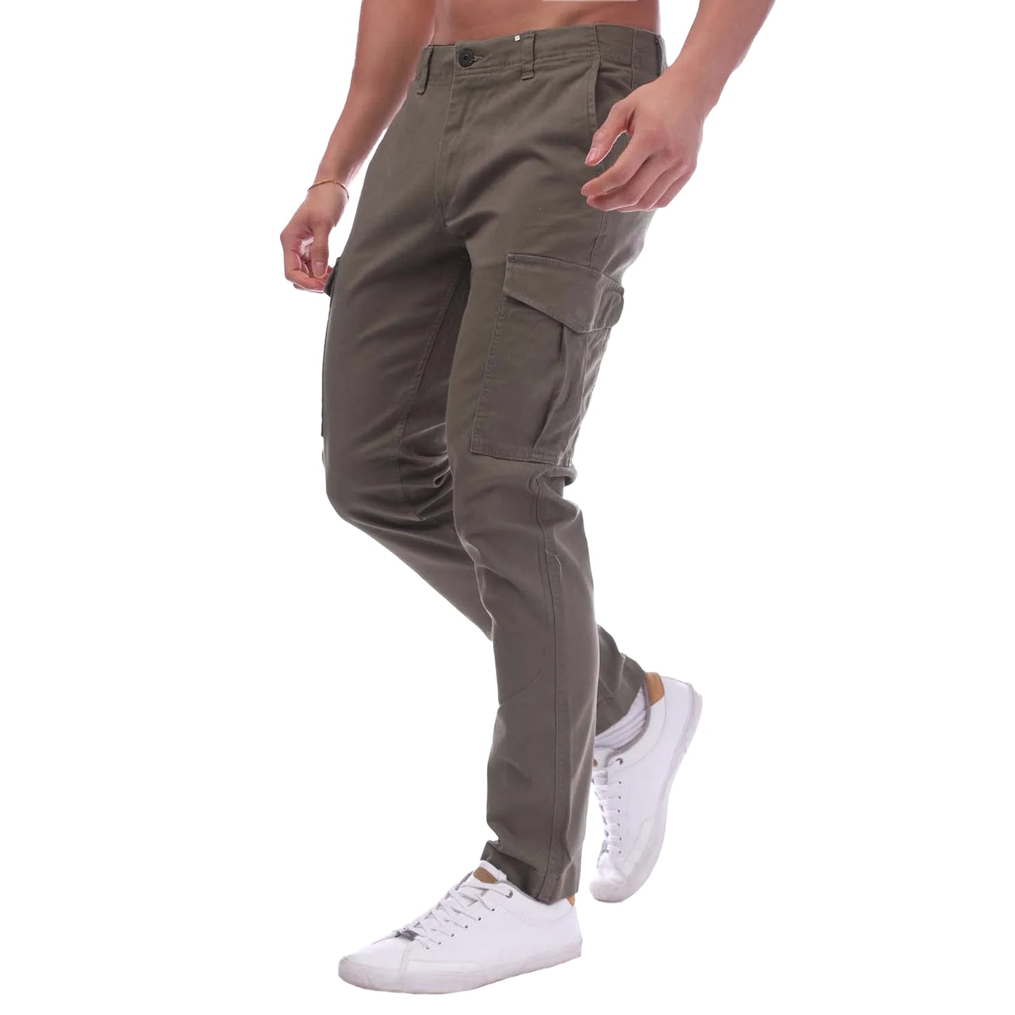 Olive - Side - Jack And Jones Mens Dean Cargo Trousers