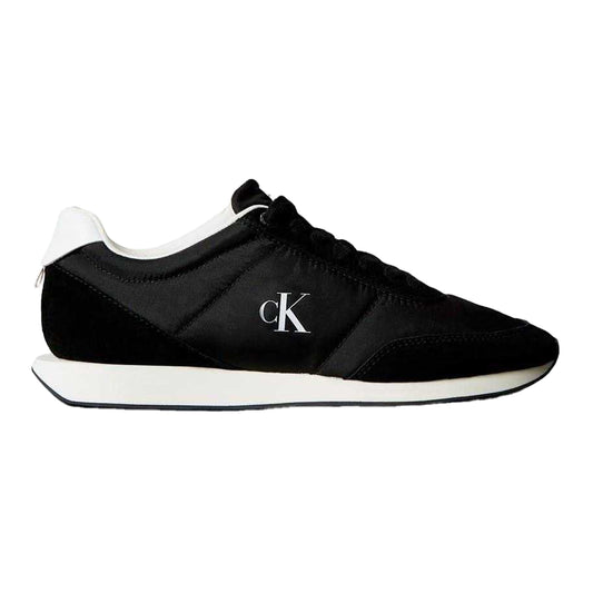Black-White - Front - Calvin Klein Mens Retro Suede Trainers
