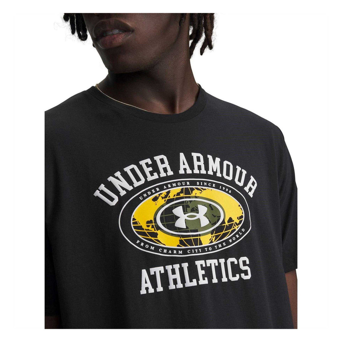 Black-White - Side - Under Armour Mens Logo Athletic T-Shirt