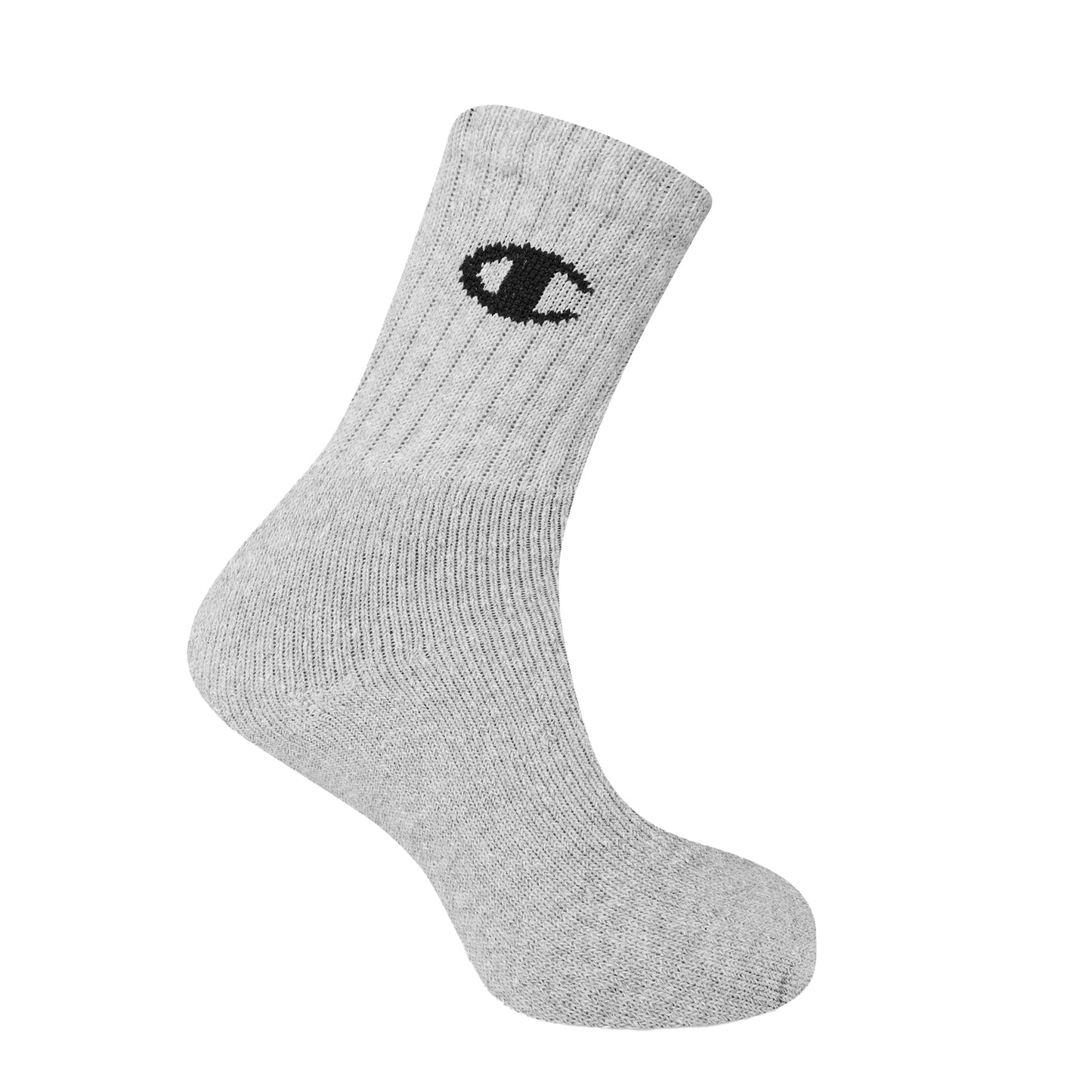 Grey-White-Black - Lifestyle - Champion Childrens-Kids Crew Socks (Pack of 3)