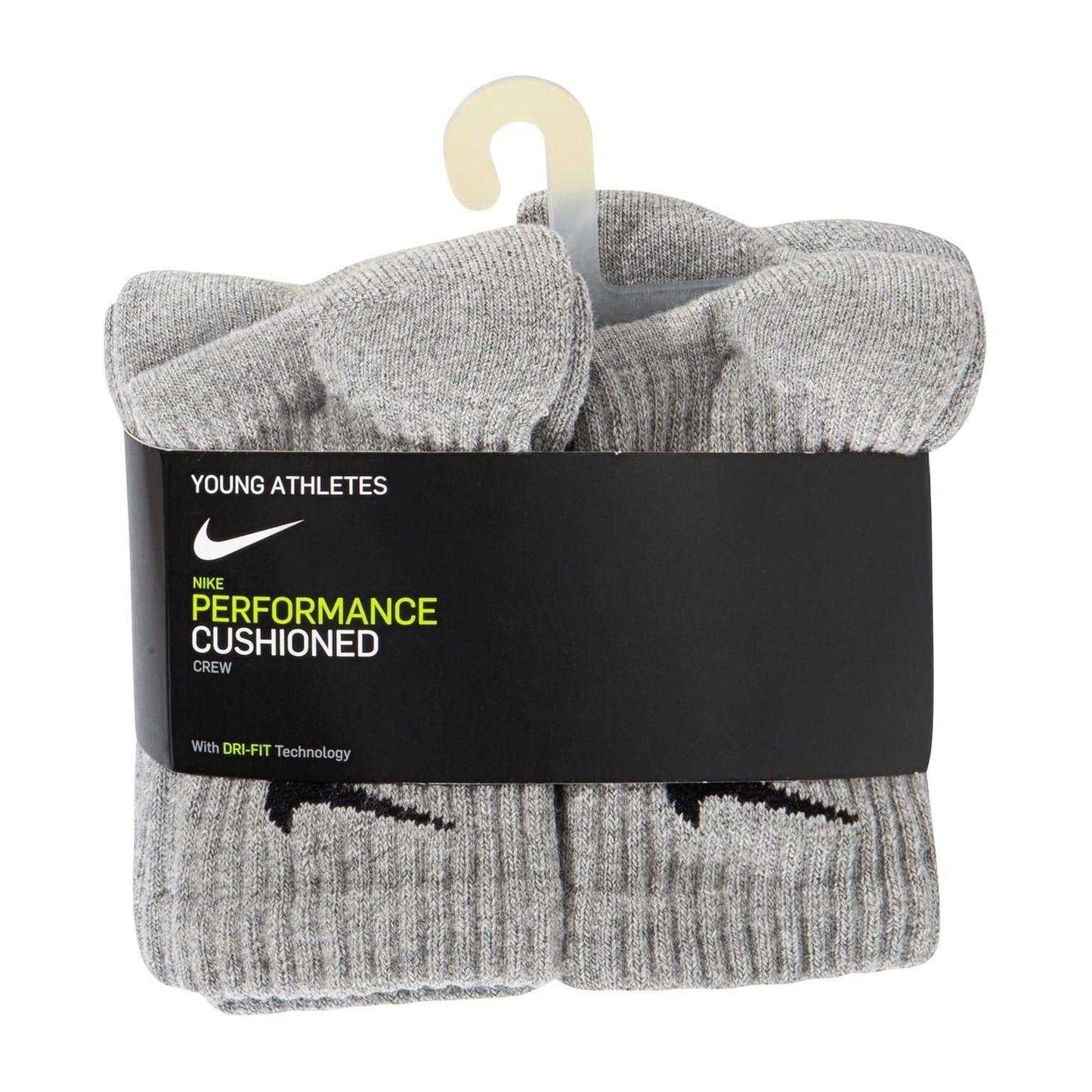 Dark Grey Heather - Side - Nike Childrens-Kids Crew Socks (Pack of 6)