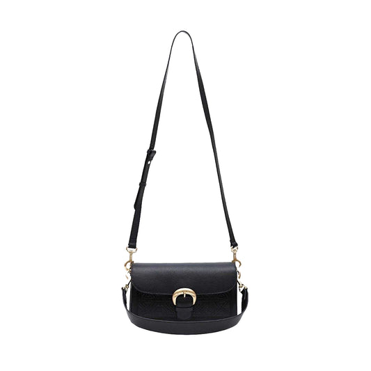 Black - Front - Biba Sienna Embossed Leather Crossbody Bag