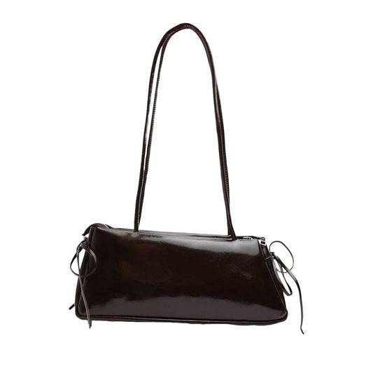 Dark Brown - Front - Where´s That From Plain Gloss Shoulder Bag