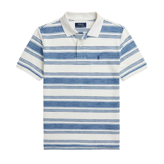 White-Blue - Front - Ralph Lauren Childrens-Kids Cotton Polo Shirt