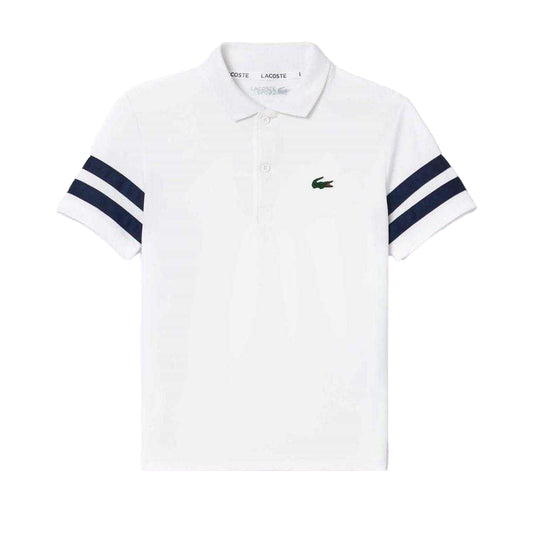 White-Navy - Front - Lacoste Childrens-Kids Striped Polo Shirt