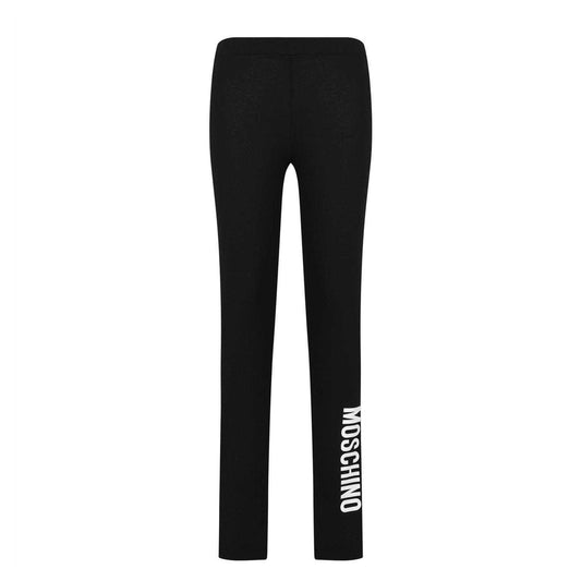 Black - Front - Moschino Girls Cotton Logo Leggings