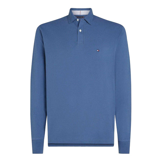 Aegean Sea - Front - Tommy Hilfiger Mens Logo Long-Sleeved Polo Shirt