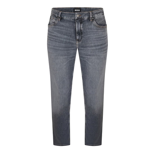 Dark Grey - Front - Boss Mens Maine Denim Mid Rise Slim Jeans
