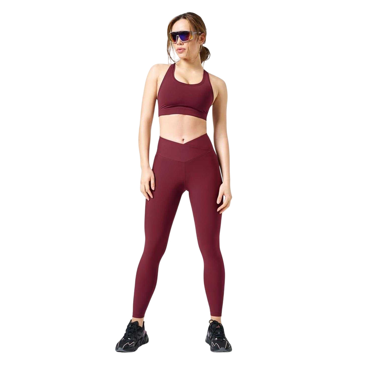 Red - Side - Casall Womens-Ladies Overlap Leggings