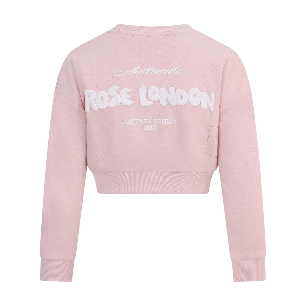 Pink - Back - Rose London Girls Relaxed Fit Crop Sweatshirt