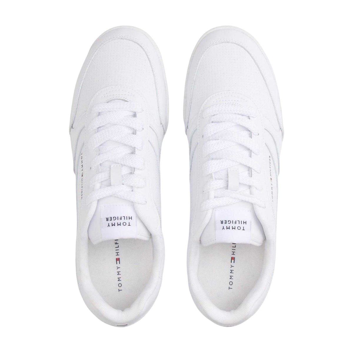 White - Lifestyle - Tommy Hilfiger Mens Lopro Leather Trainers