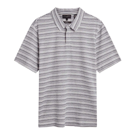 Navy - Front - Ted Baker Mens Striped Waffle Knit Polo Shirt