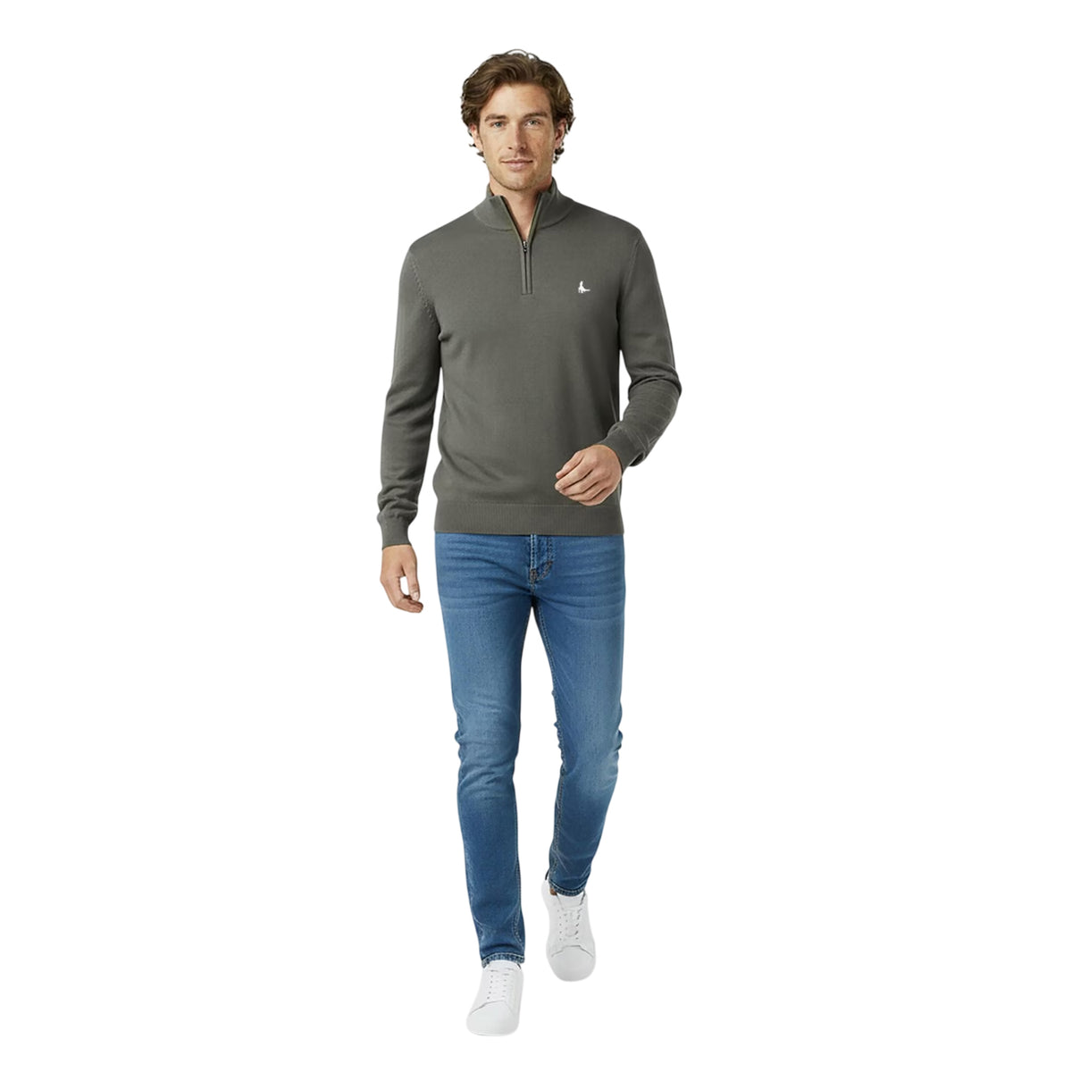 Slate - Side - Jack Wills Mens Funnel Neck Jumper