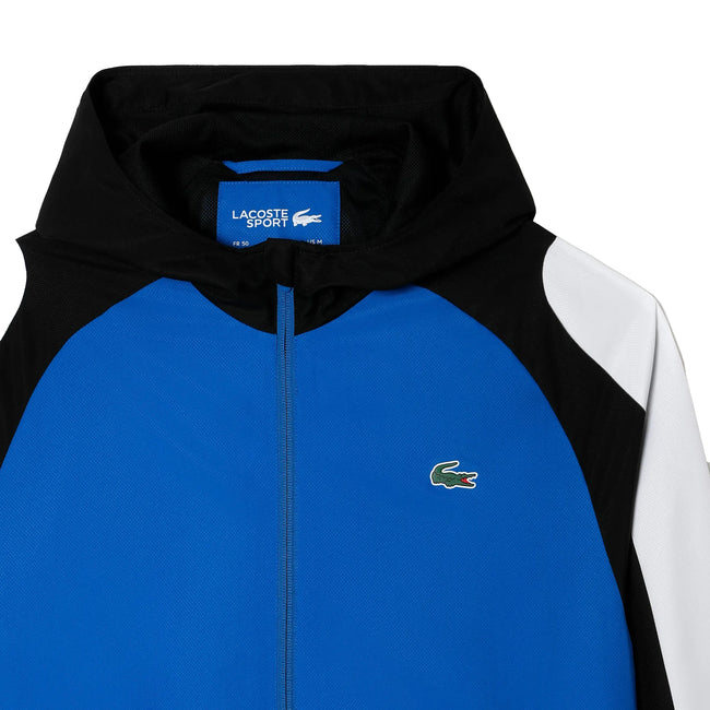 White-Blue-Black - Back - Lacoste Mens Sport Colour Block Tennis Jacket
