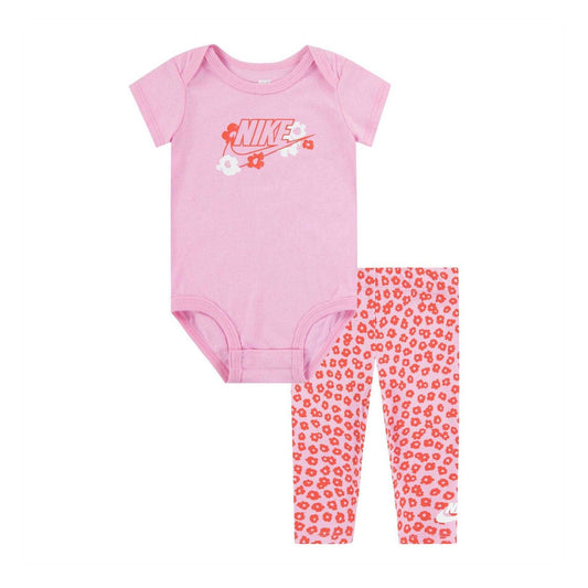 Pink Rise - Front - Nike Baby Girls Floral Bodysuit Set