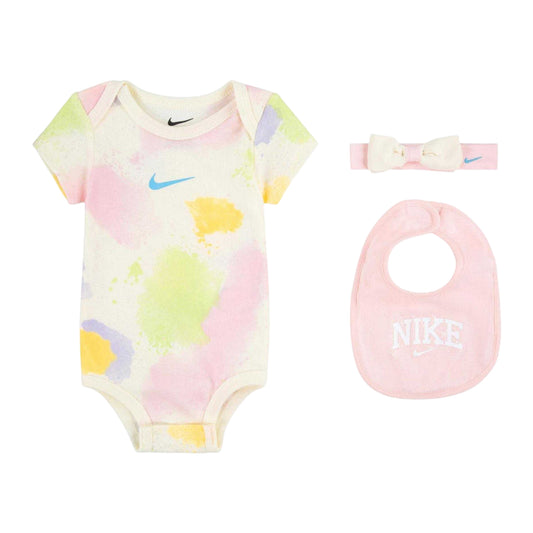 Coconut Milk - Front - Nike Baby Girls Tie Dye Bodysuit Set