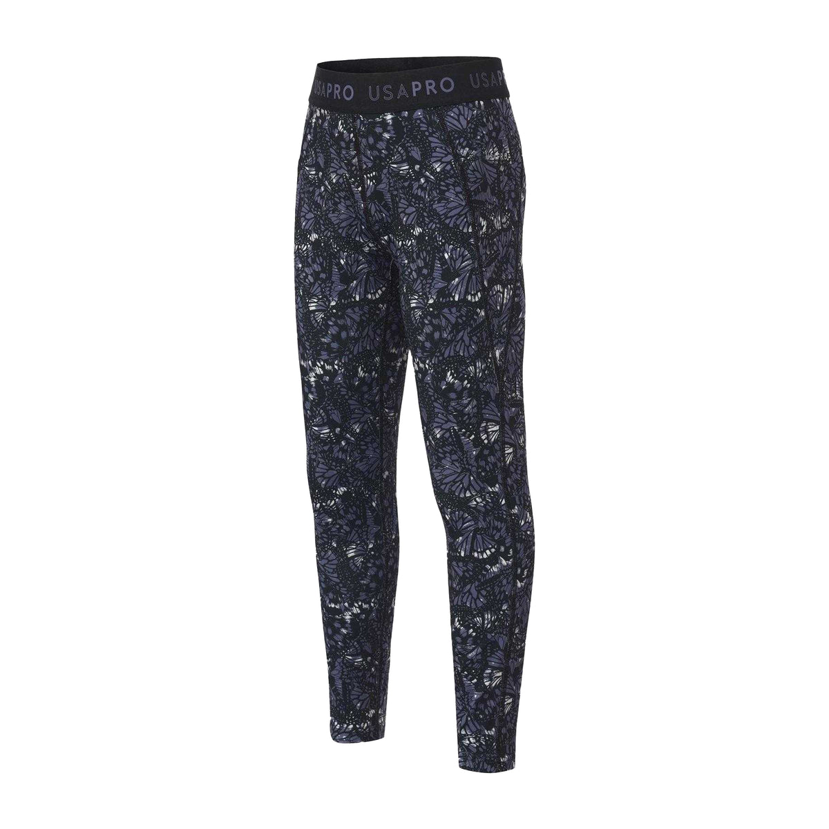Black - Side - USA Pro Girls Plain Leggings