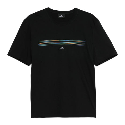 Black - Front - Paul Smith Mens Pinstripe T-Shirt