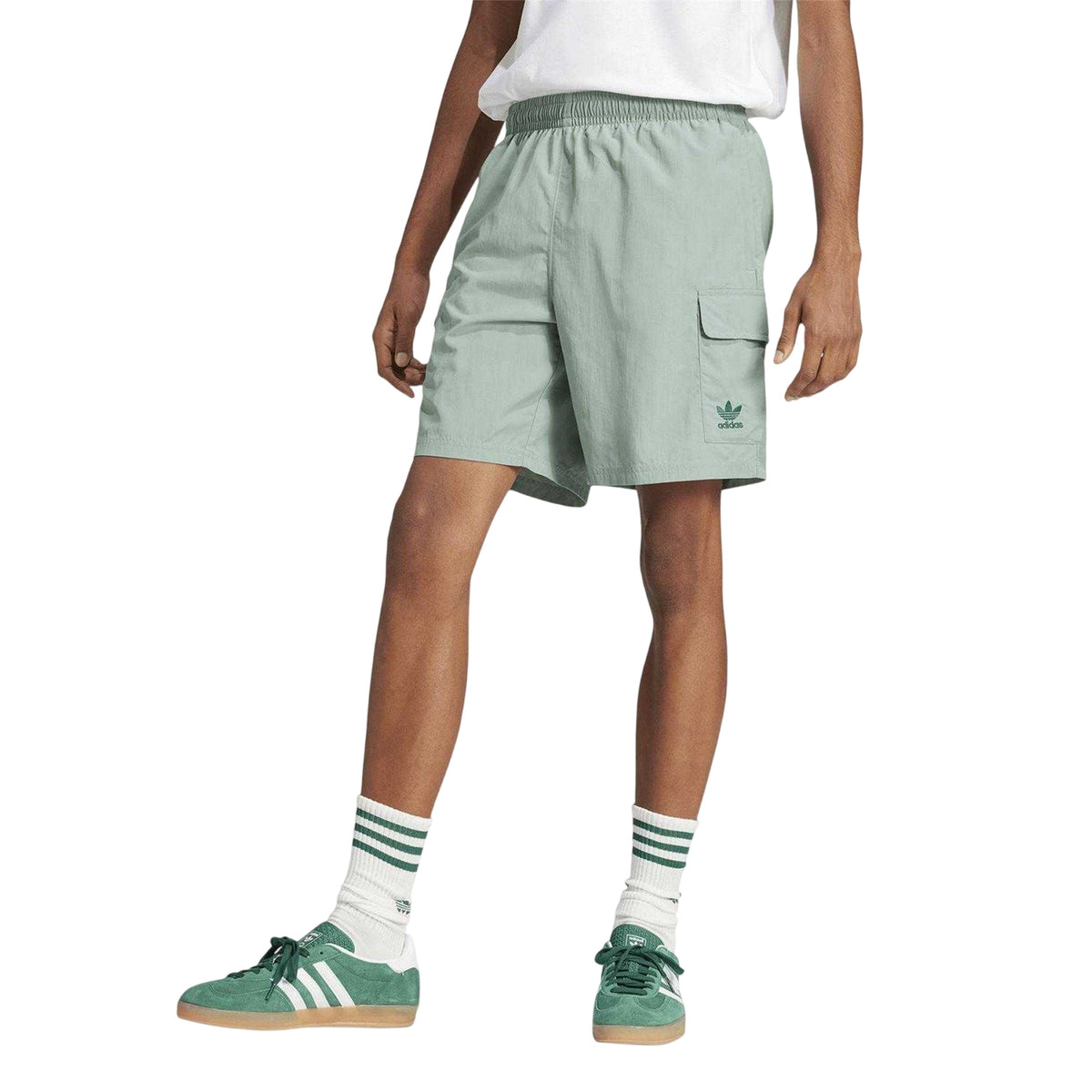 Silver Green - Side - Adidas Mens Originals Relaxed Fit Cargo Shorts