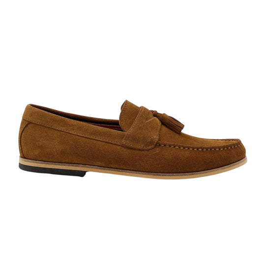 Tan - Front - Dune London Mens Bart Suede Loafers
