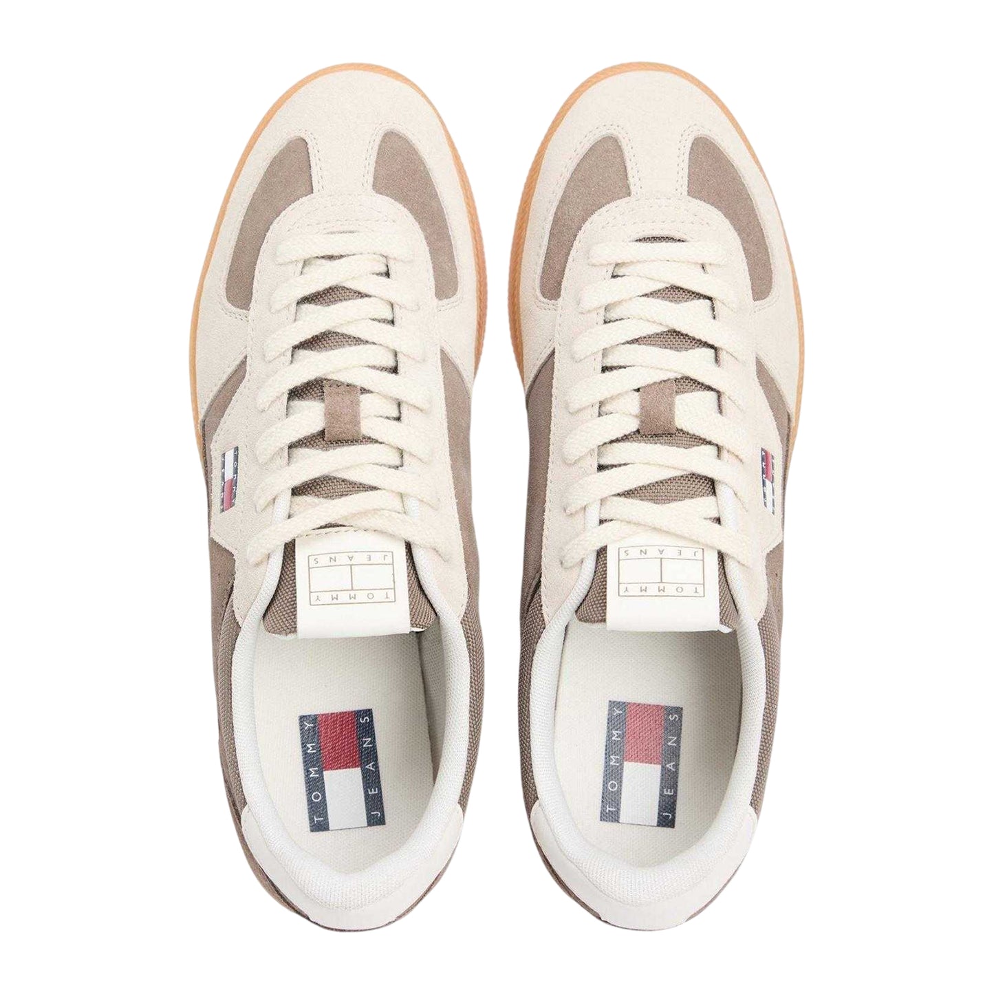 Beige - Side - Tommy Jeans Mens Greenwich Suede Low Cut Flat Trainers