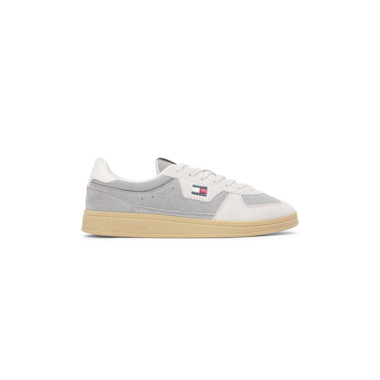 Grey - Front - Tommy Jeans Mens Greenwich Suede Low Cut Flat Trainers